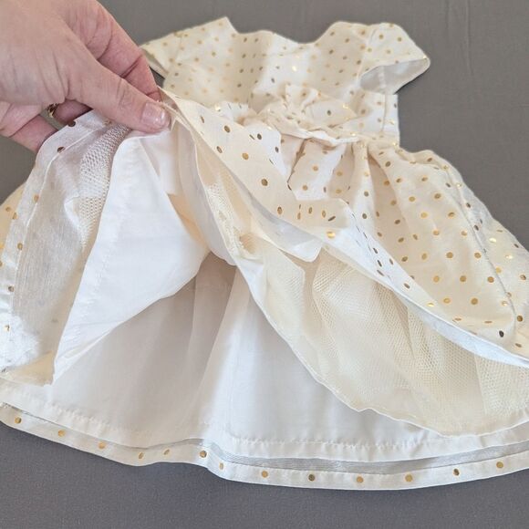 Carter's Baby Girls Bow Holiday Dress Cream Gold 9M - Picture 8 of 8